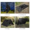 Multi-Usage Lightweight Hooded Rain Poncho Picnic Mat Blanket Sun Shelter - Black - Camping supplies