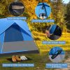 3 Person Outdoor Camping Tent with Removable Floor Mat for Camping Hiking Traveling - Blue