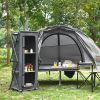 Folding Camping Storage Cabinet with 3 Shelves and Carry Bag - Gray