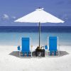 Portable High Strength Beach Chair with Adjustable Headrest Blue - Blue
