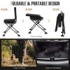 Swivel Folding Chair with Backrest and Padded Cushion - Black
