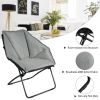 Oversized Foldable Leisure Camping Chair with Sturdy Iron Frame - Gray
