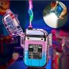 USB Rechargeable Waterproof Windproof Double Arc Lighter for Men and Women - Includes Cable; No Charger Required - Green