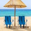 2PCS Portable High Strength Beach Chair with Adjustable Headrest Blue - Blue