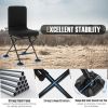 Swivel Folding Chair with Backrest and Padded Cushion - Black