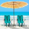 Folding Beach Chair Set of 2 for Adults, 4 Position Portable Backpack Foldable Camping Chair with Headrest Cup Holder and Wooden Armrests, Green - Gre
