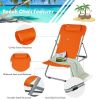 Portable Beach Chair Set of 2 with Headrest - Orange