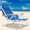 Portable High Strength Beach Chair with Adjustable Headrest Blue - Blue