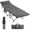 Folding Retractable Travel Camping Cot with Mattress and Carry Bag - Gray
