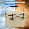 16 Quart 24-Can Capacity Portable Insulated Ice Cooler with 2 Cup Holders - Khaki