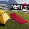 Folding Retractable Travel Camping Cot with Mattress and Carry Bag - Red