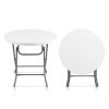 32 Inch Round Foldable Lightweight Table with Double Lockable Doors - White &Grey
