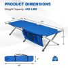 Folding Portable Camping Cot with Carrying Bag and Side Pockets - Blue
