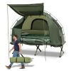 1-Person Folding Camping Tent with Sunshade and Air Mattress - Green