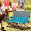 Oversized Camping Chair Folding Loveseat Camping Couch with Cup Holders & Thick Padding - Navy Blue
