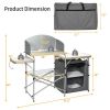 Foldable Outdoor BBQ Portable Grilling Table with Windscreen Bag - Gray