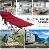 Folding Retractable Travel Camping Cot with Mattress and Carry Bag - Red