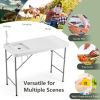 Folding Fish Cleaning Table with Sink and Faucet for Dock Picnic - White