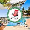 Outdoor Patio Camping Lightweight Folding Rocking Chair with Footrest  - Red