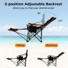 Folding Camping Chair with Footrest Camping Lounge Chair with Carry Bag - Black