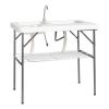 101*65.5*92cm HDPE Rectangular With Barbed Wire Foldable Outdoor Fish Killing Table White - as picture