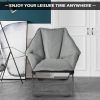 Oversized Foldable Leisure Camping Chair with Sturdy Iron Frame - Gray