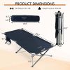 Extra Wide Folding Camping Bed with Carry Bag and Storage Bag - Blue