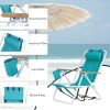 Folding Beach Chair Set of 2 for Adults, 4 Position Portable Backpack Foldable Camping Chair with Headrest Cup Holder and Wooden Armrests, Green - Gre