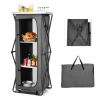 Folding Camping Storage Cabinet with 3 Shelves and Carry Bag - Gray
