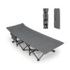 Folding Camping Cot with Carry Bag Cushion and Headrest - Gray