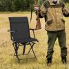 Foldable Swivel Patio Chair with Armrest and Mesh Back - Coffee