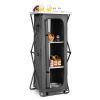 Folding Camping Storage Cabinet with 3 Shelves and Carry Bag - Gray