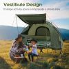 1-Person Folding Camping Tent with Sunshade and Air Mattress - Green