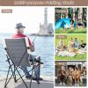 Folding Camping Chair with Cup Holder Armrest and Lumbar Pillow - Brown, White