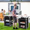 Folding Camping Table with Storage Organizer - Black