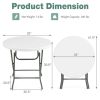32 Inch Round Foldable Lightweight Table with Double Lockable Doors - White &Grey