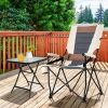 Folding Camping Chair with Cup Holder Armrest and Lumbar Pillow - Brown, White