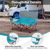Oversized Camping Chair Folding Loveseat Camping Couch with Cup Holders & Thick Padding - Navy Blue