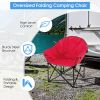 Folding Camping Moon Padded Chair with Carrying Bag - Red