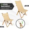 Bamboo Folding Camping Chair with 2-Level Adjustable Backrest - Natural