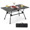 Folding Heavy-Duty Aluminum Camping Table with Carrying Bag - Black