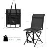All weather Outdoor Foldable 360 Degree Swivel Chair with Iron Frame - Black