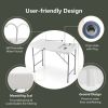 Folding Fish Cleaning Table with Sink and Faucet for Dock Picnic - White