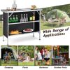 Folding Camping Table with 2-Tier Open Shelves for Outdoor BBQ - Black