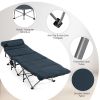 Folding Retractable Travel Camping Cot with Mattress and Carry Bag - Blue
