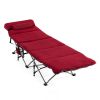 Folding Retractable Travel Camping Cot with Mattress and Carry Bag - Red
